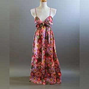 Vernacular Floral Colorful Floral Maxi Dress Sz L
